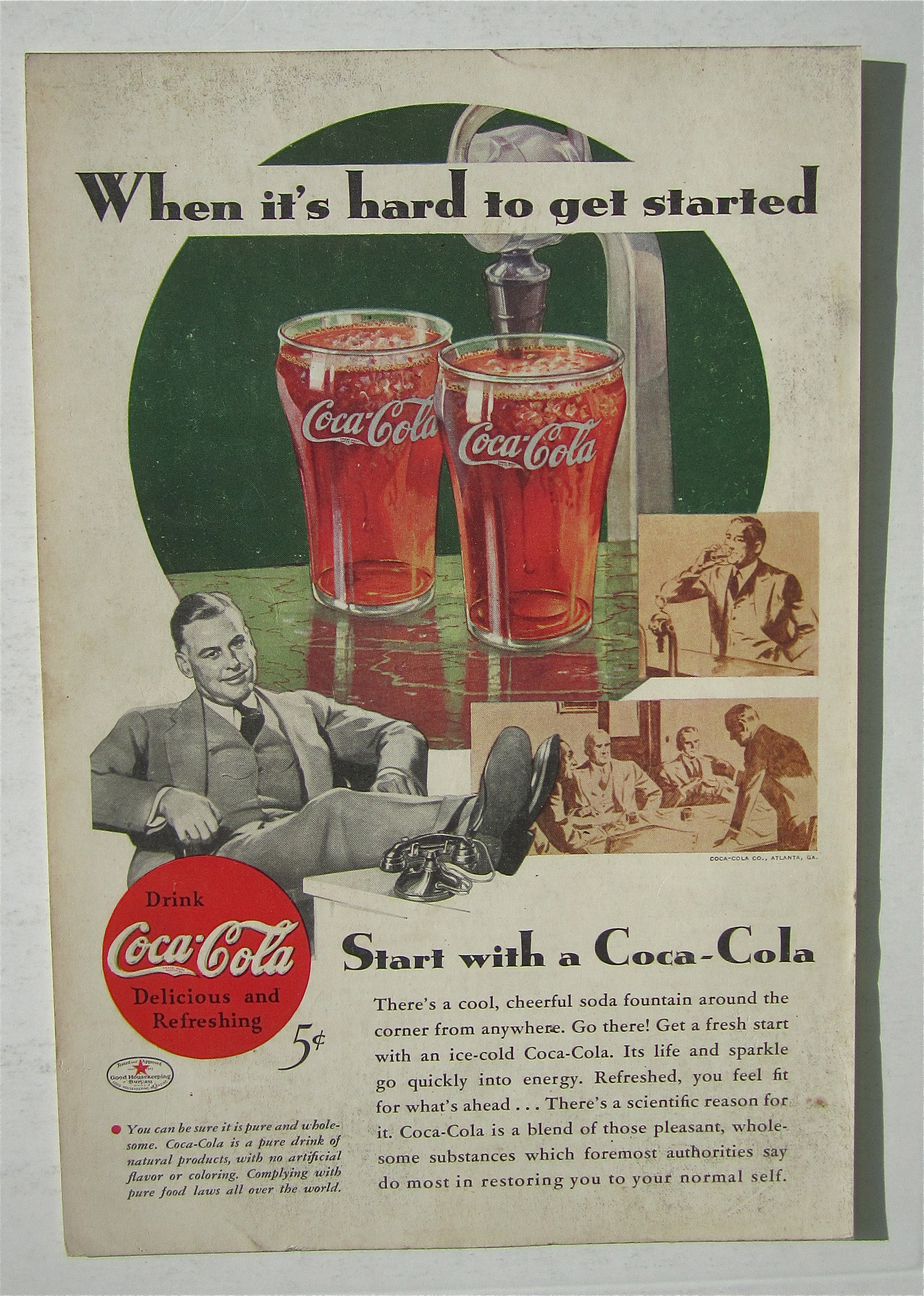 1934 Coca Cola (Coke) with Man with his Feet Up