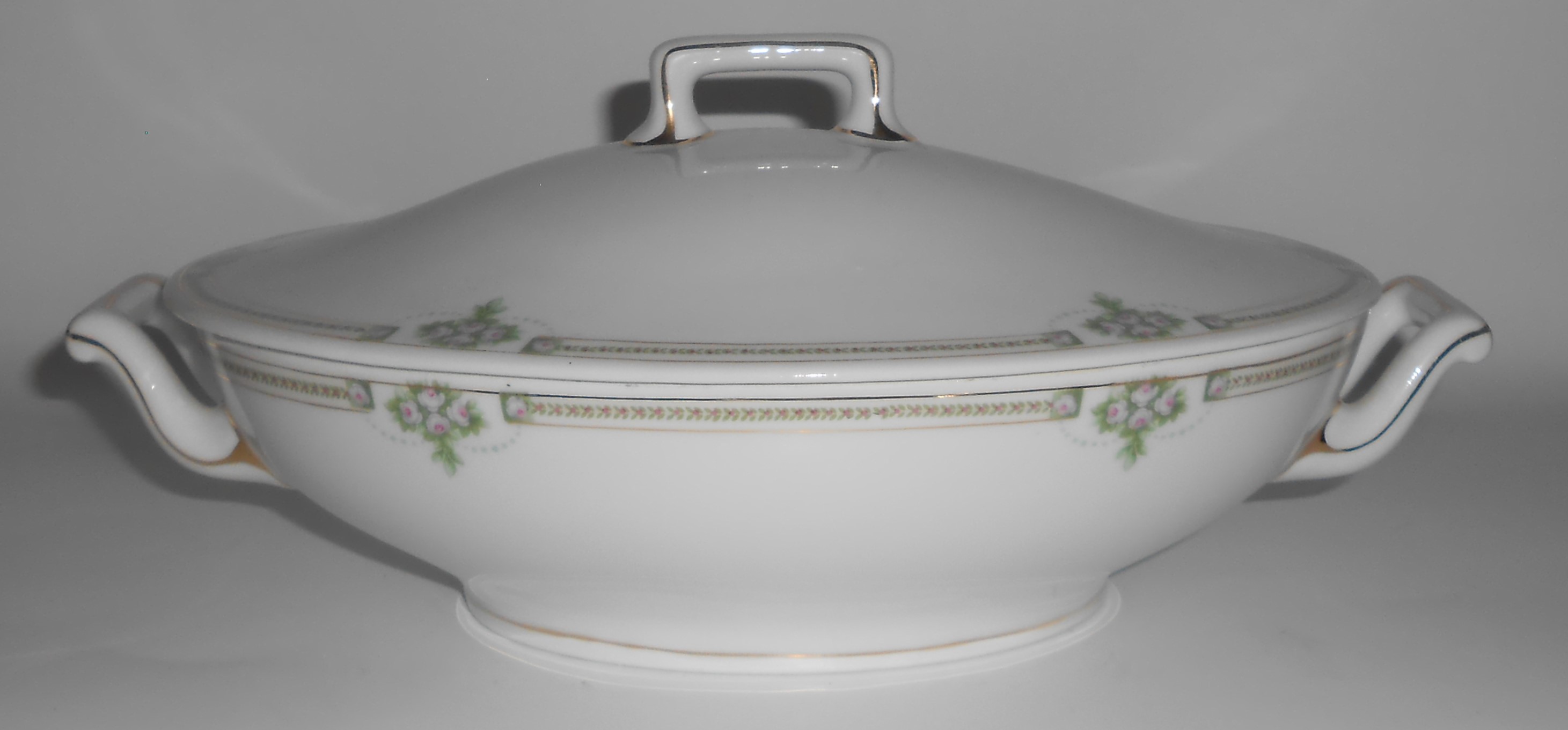 Weimar Porcelain China Green Laurel & Swags w/Pink Rose