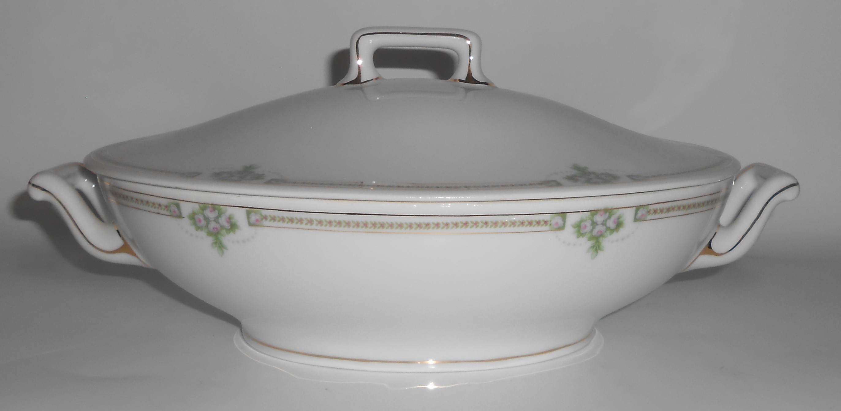 Weimar Porcelain China Green Laurel & Swags w/Pink Rose