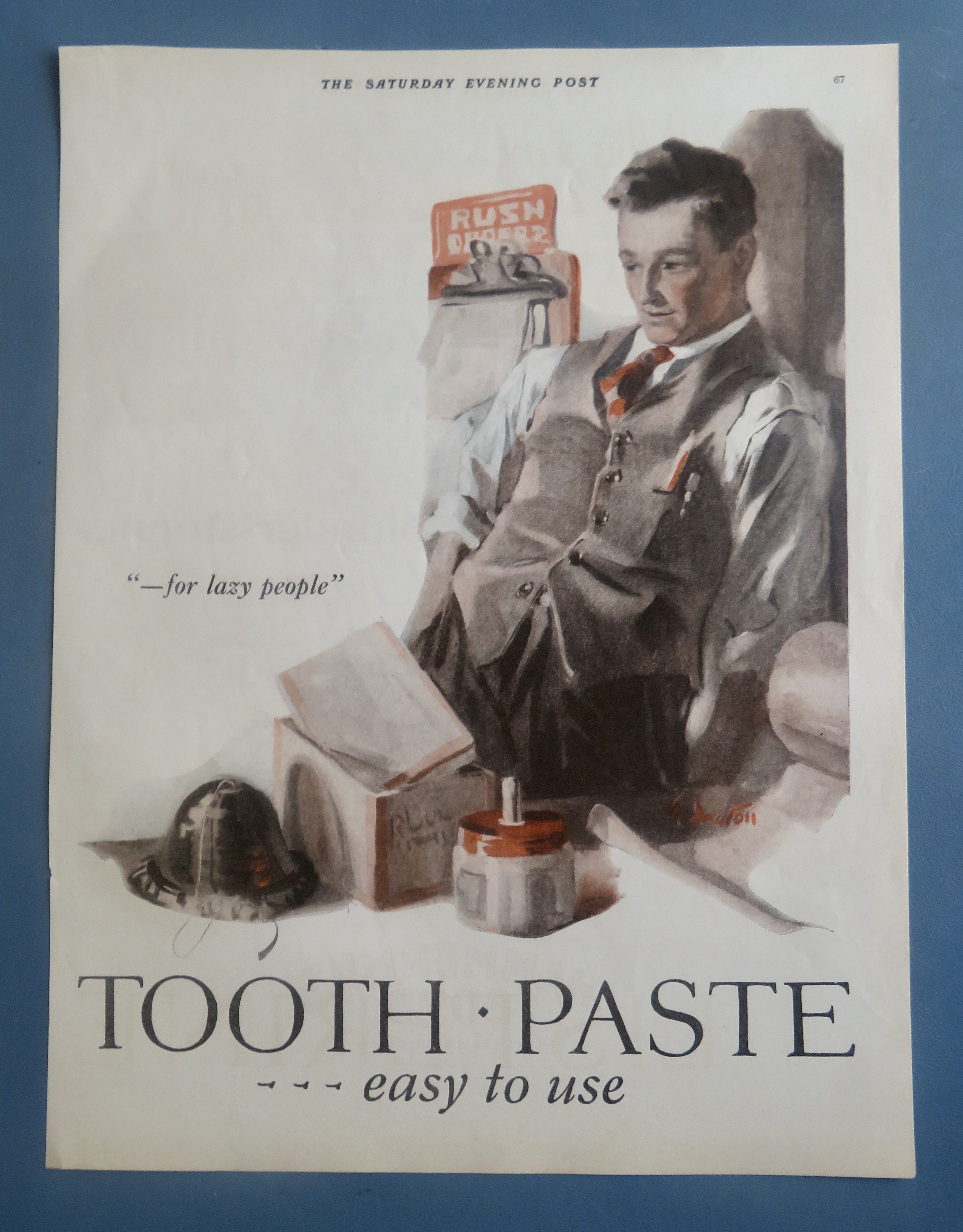 1926 Listerine Toothpaste with Man Working