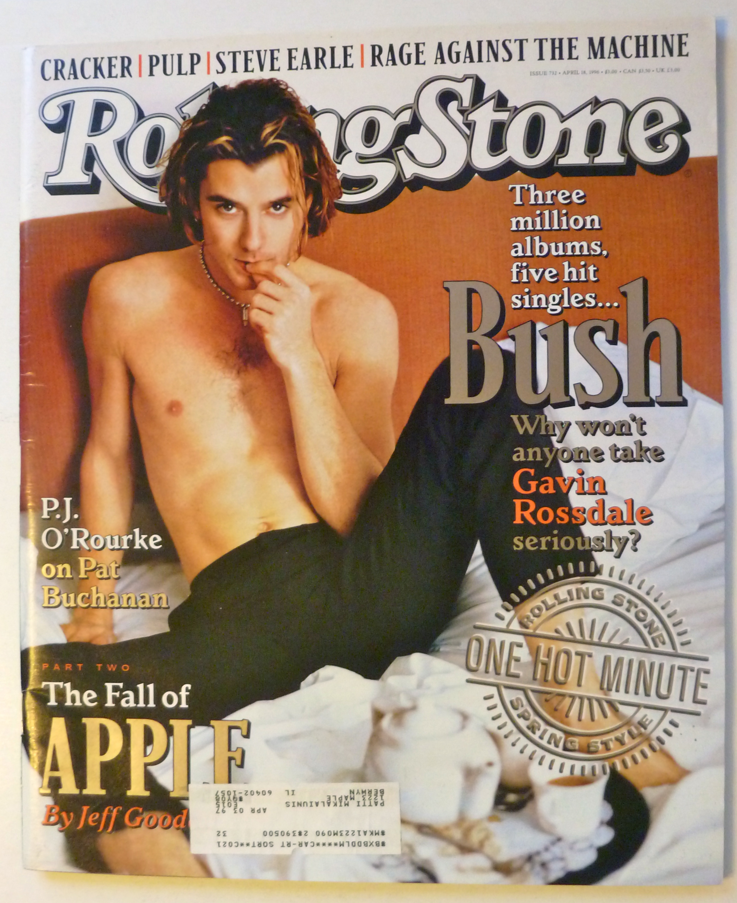 Rolling Stone Magazine April 18, 1996 Gavin Rossdale
