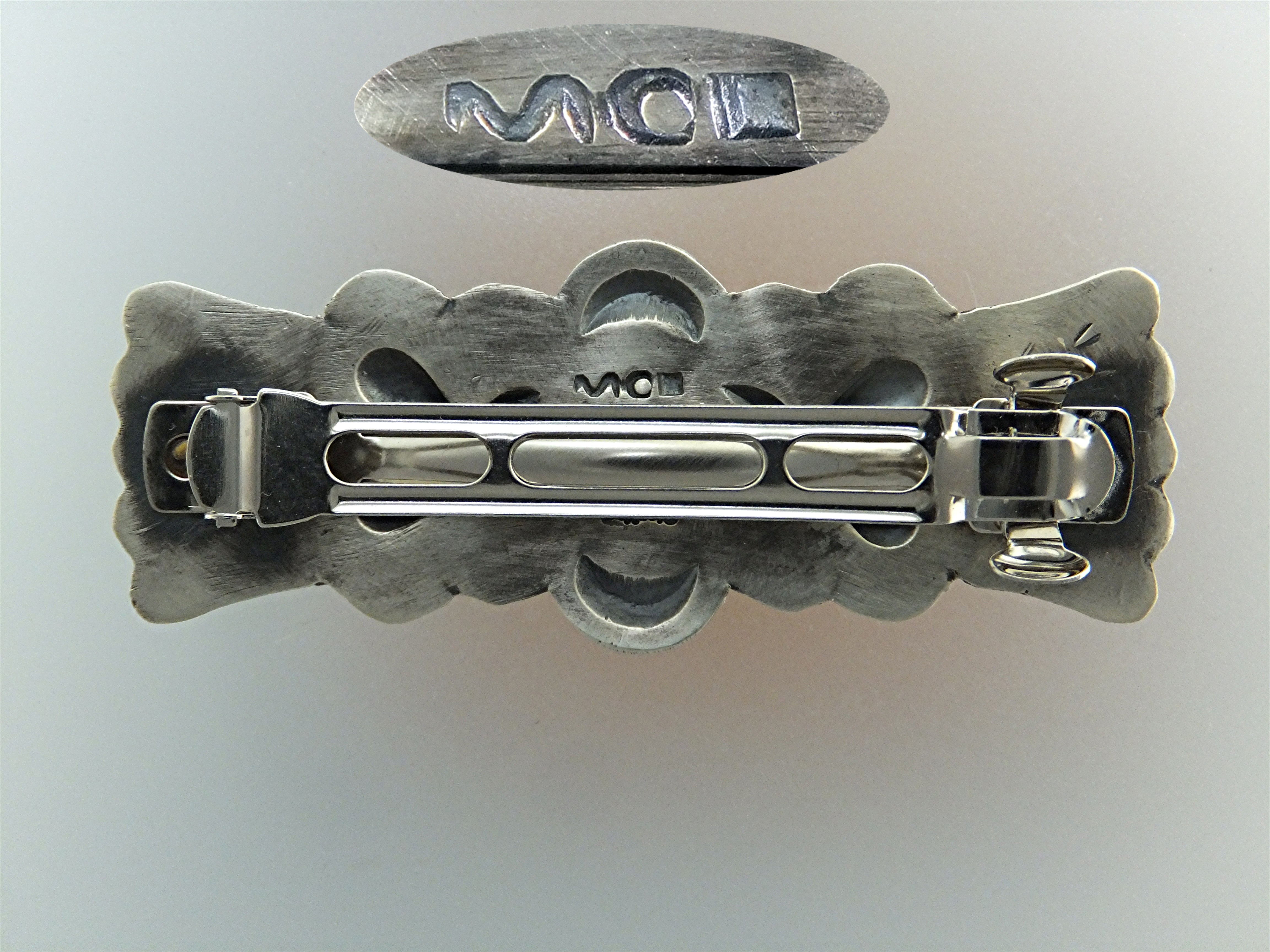 Navajo Sterling Silver Barrette Turquoise Mary Chavez