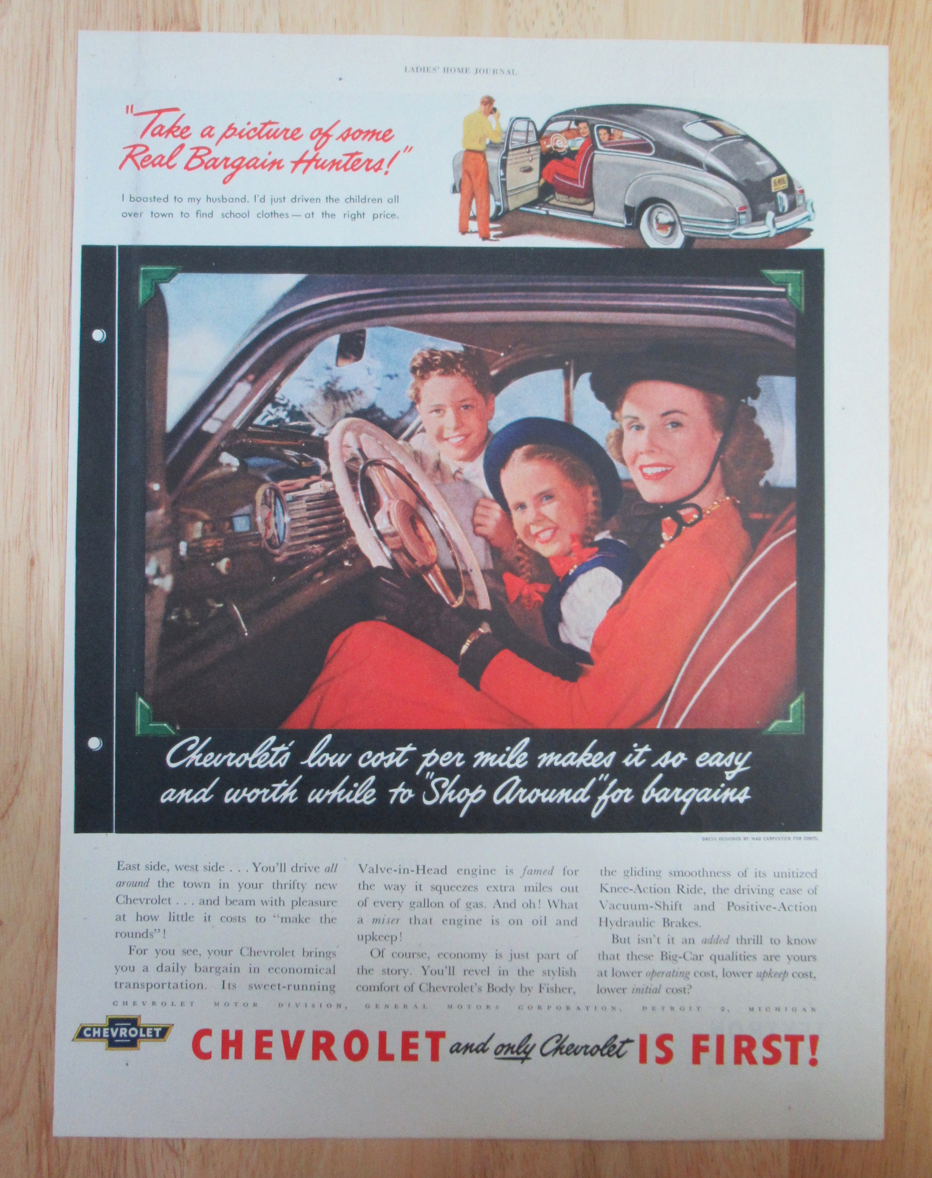 1948 Chevrolet Automobile with Woman & Children in Car