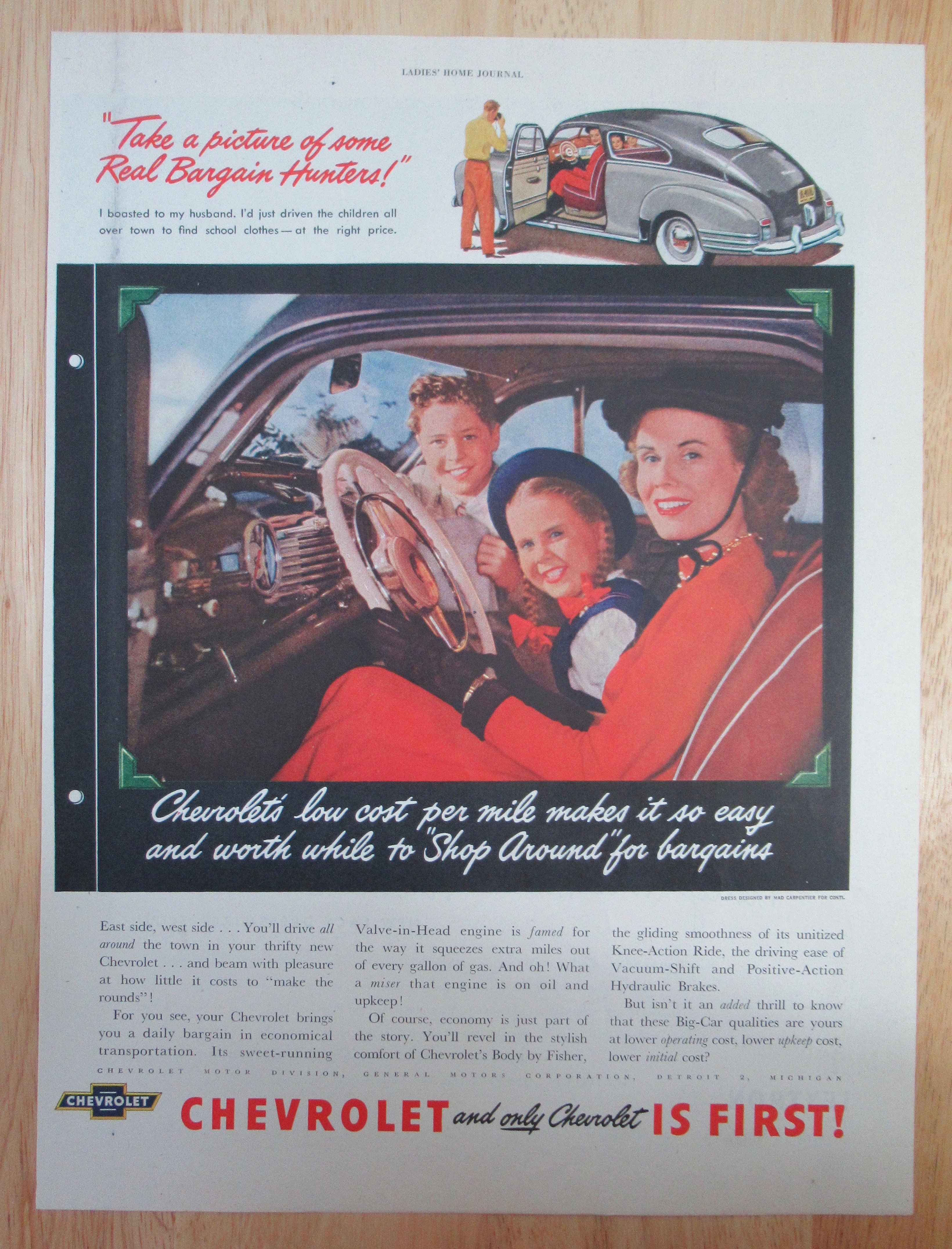 1948 Chevrolet Automobile with Woman & Children in Car