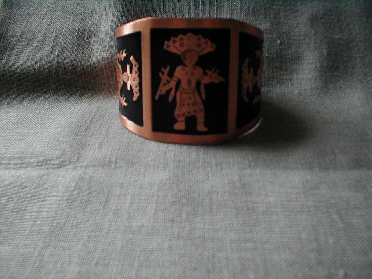 Copper Bracelet with Aztec Design