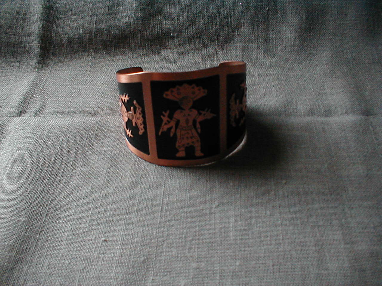 Copper Bracelet with Aztec Design