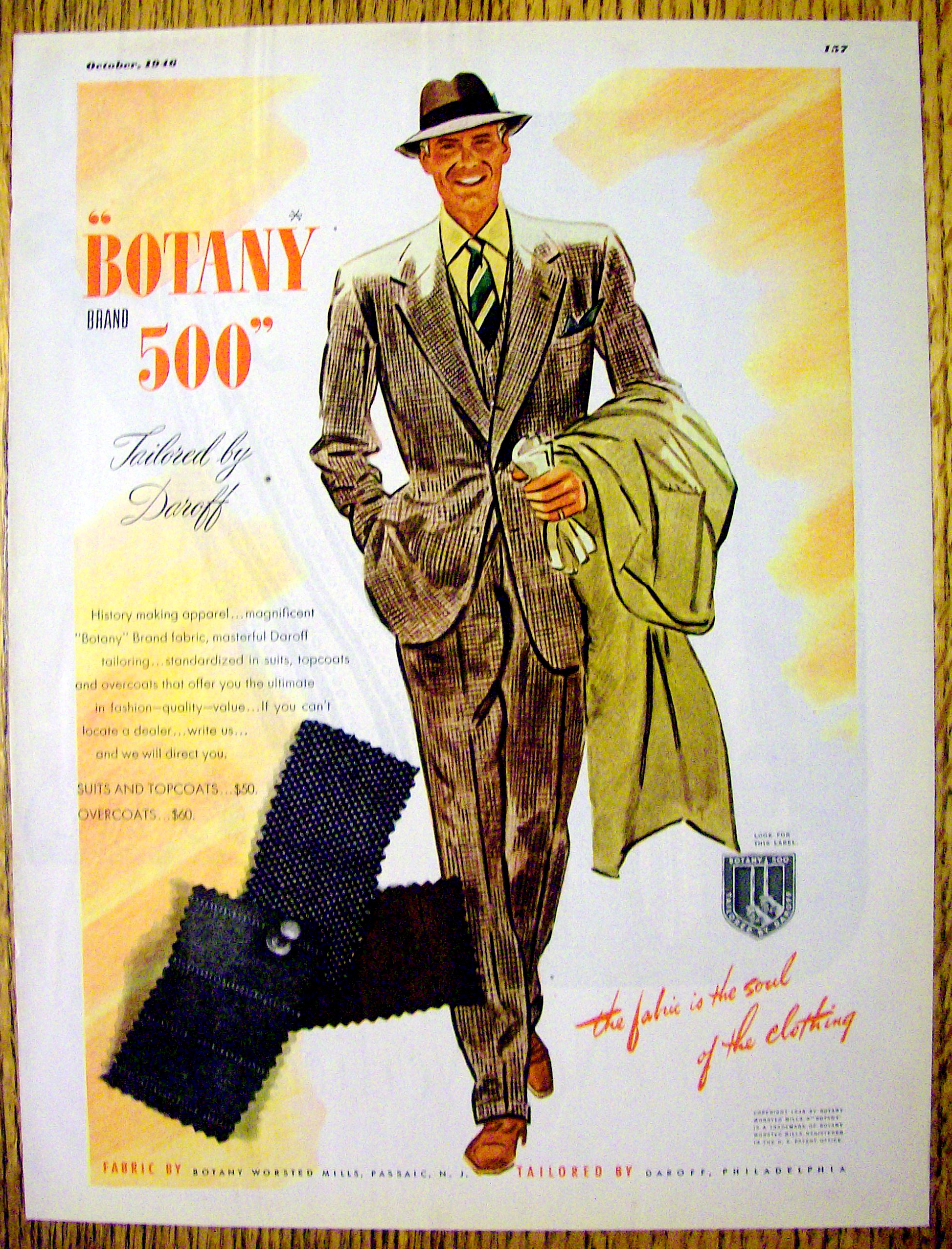 1946 Botany 500 Suit with Man Wearing the Suit