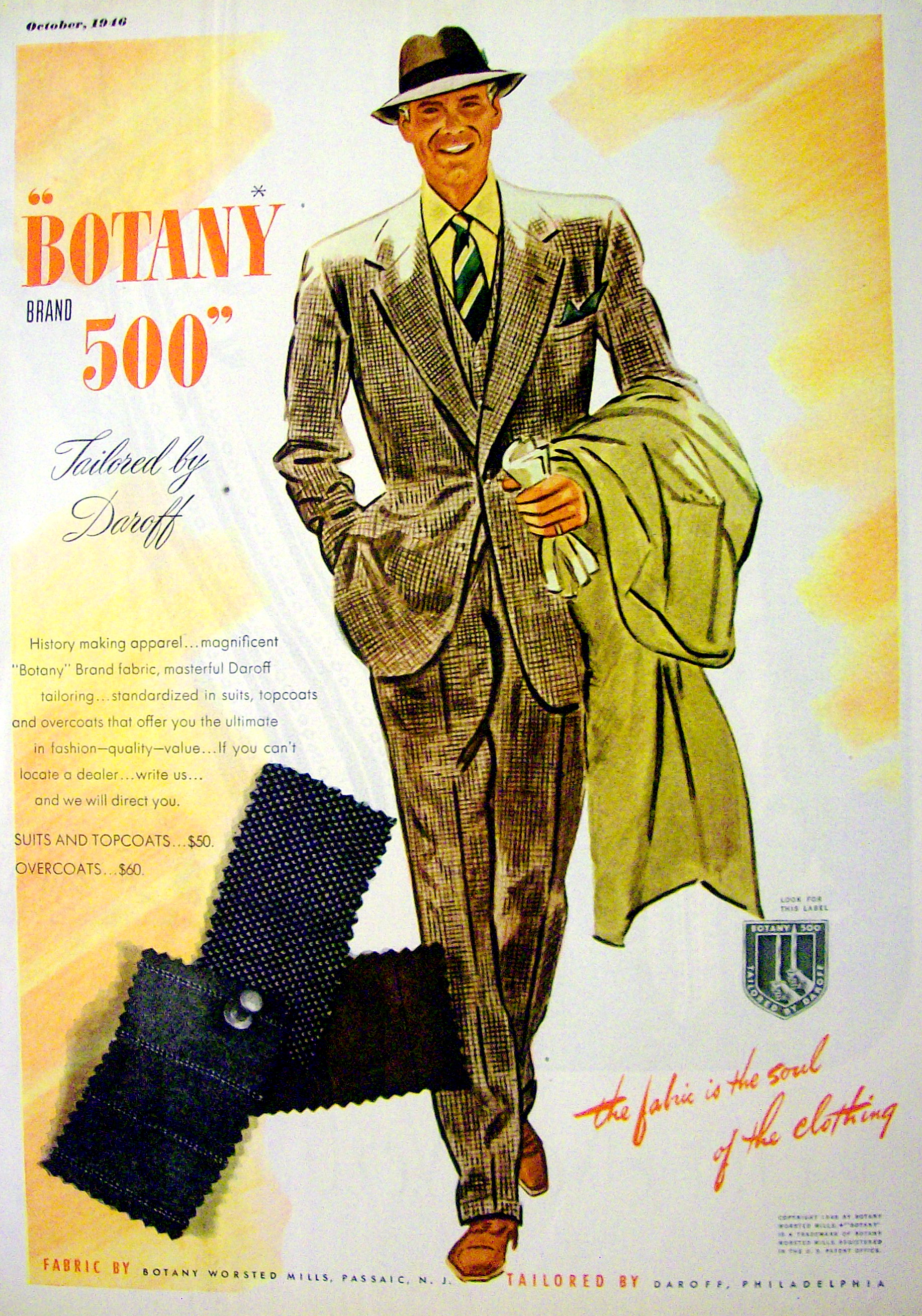 1946 Botany 500 Suit with Man Wearing the Suit