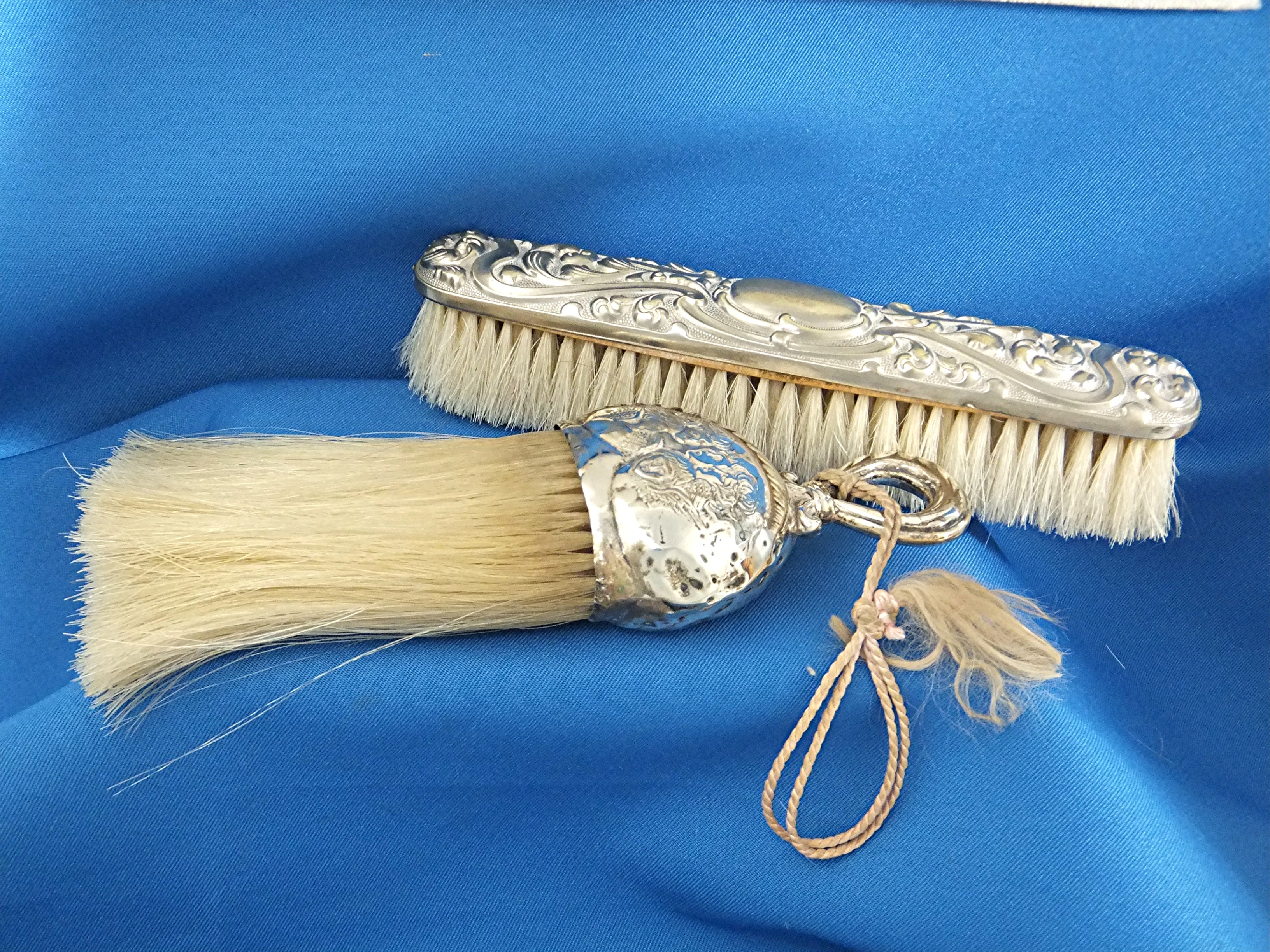Sterling Silver Victorian clothes brush and crumb brush