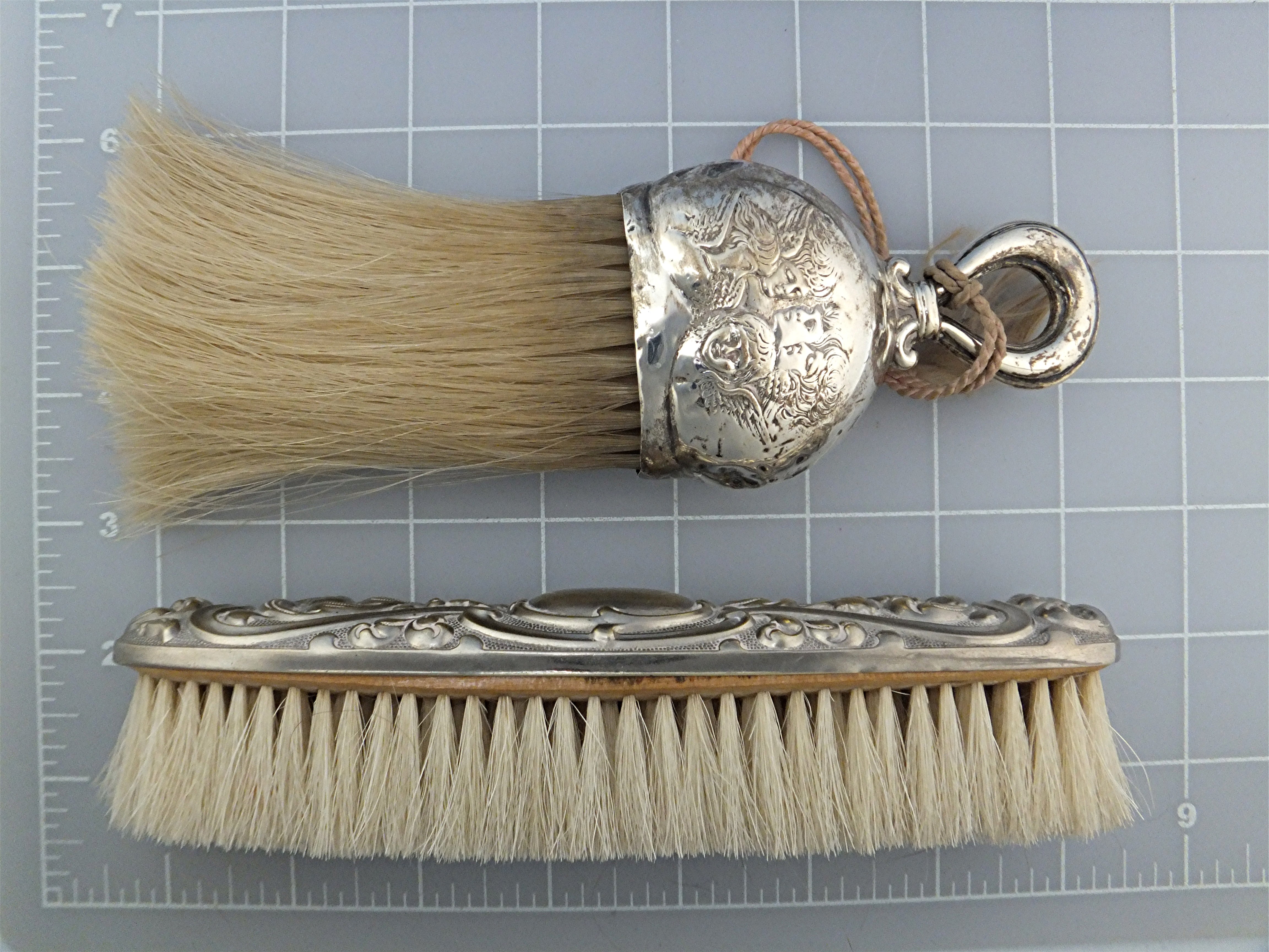 Sterling Silver Victorian clothes brush and crumb brush