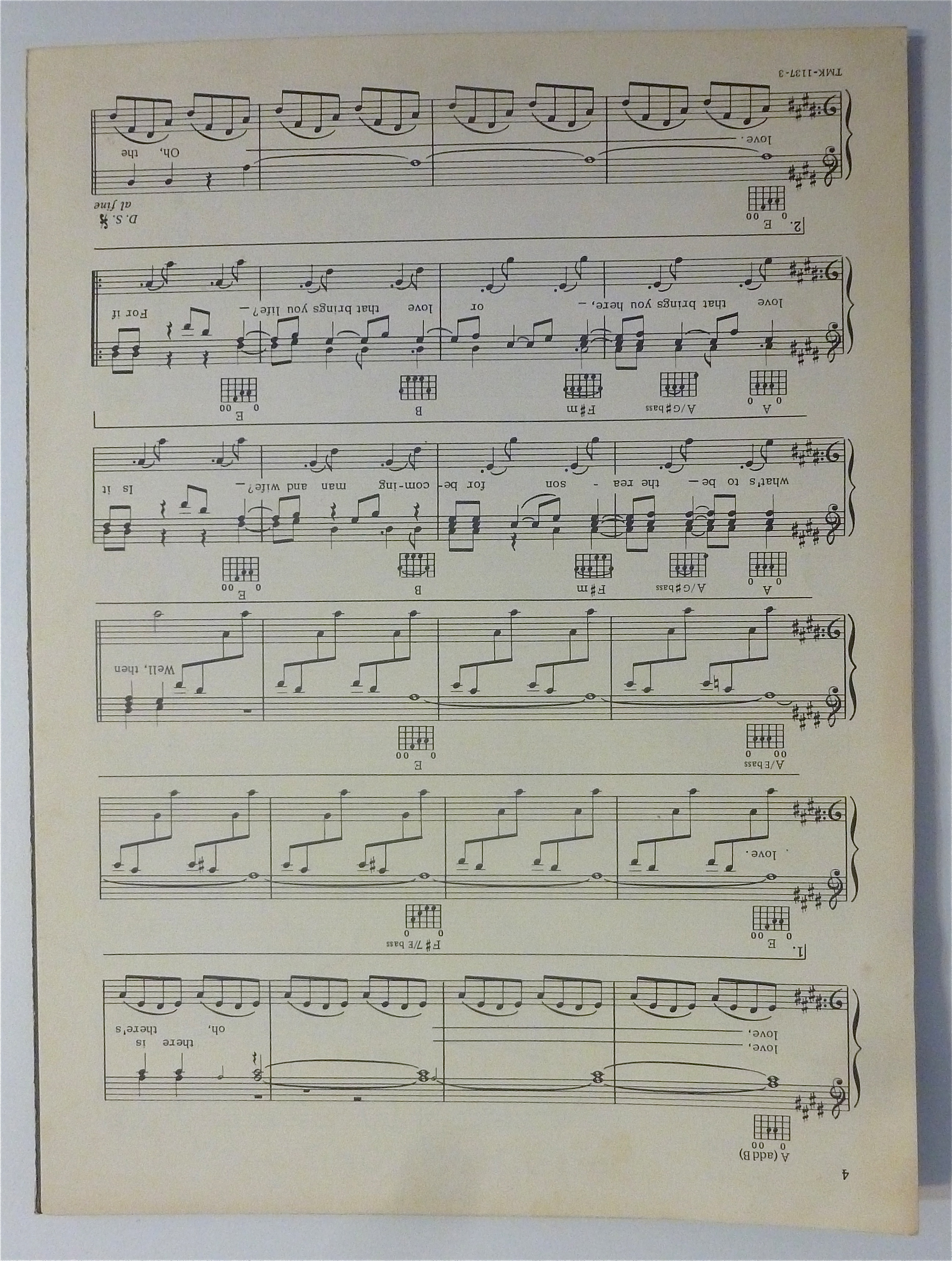 Sheet Music For 1971 Wedding Song (There Is Love)