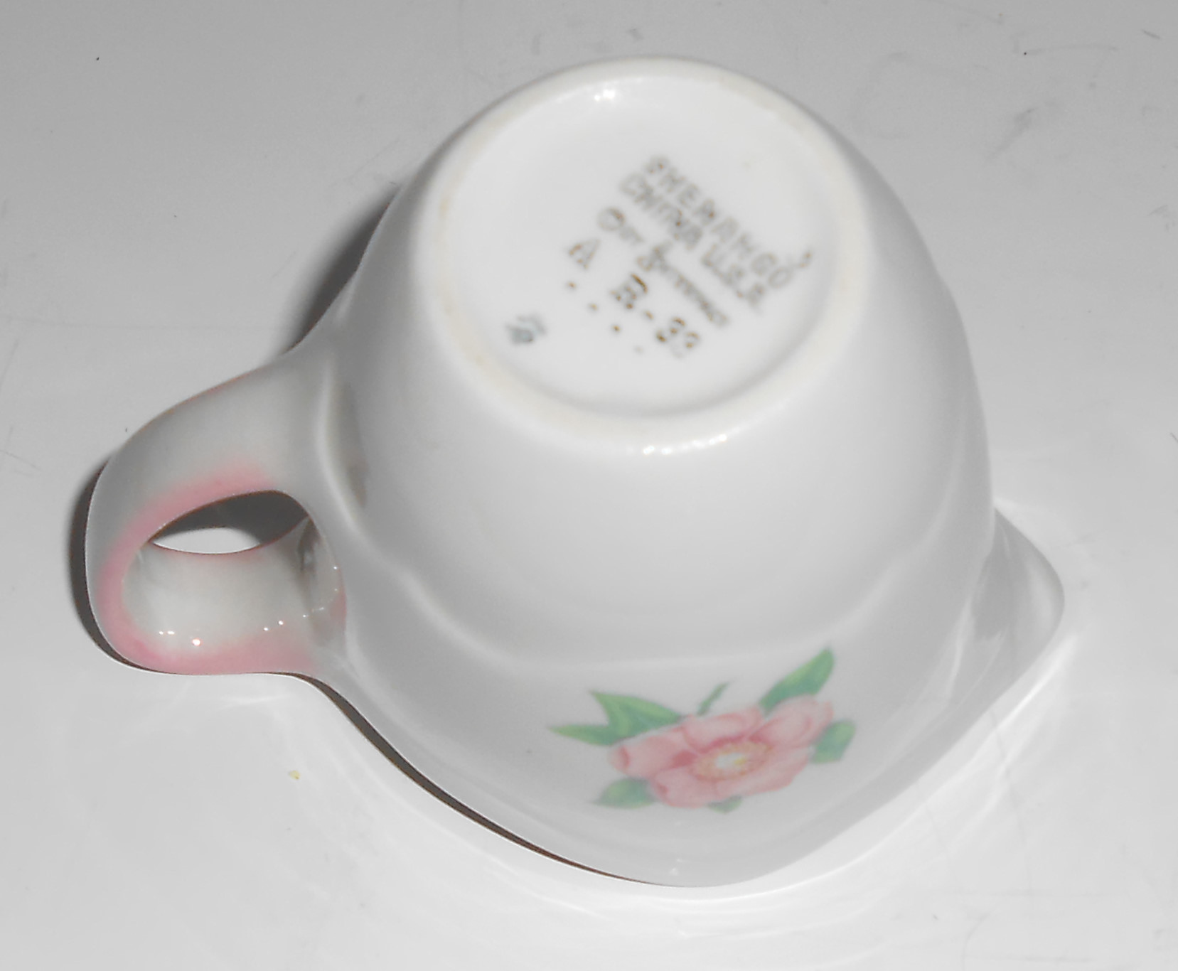 Shenango China Restaurant Pink Floral Creamer Mint