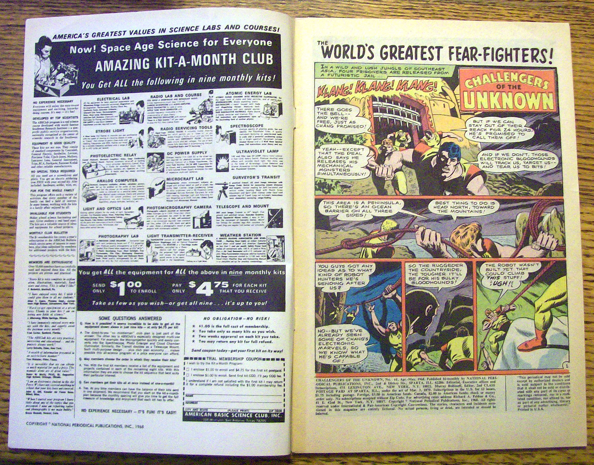 Challengers Of The Unknown Comic #61 May 1968