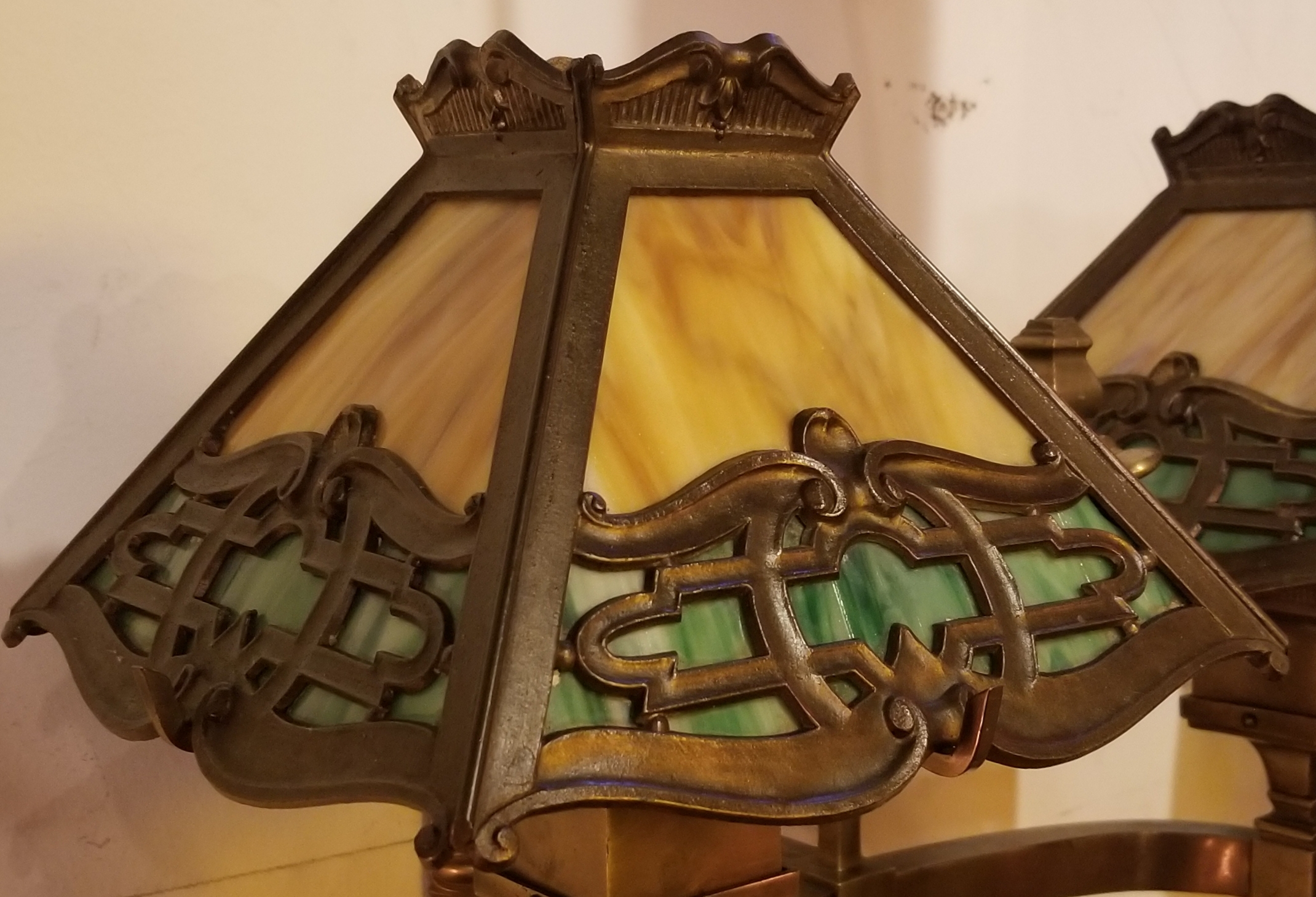 Arts & Crafts lights signed Bradley& Hubbard