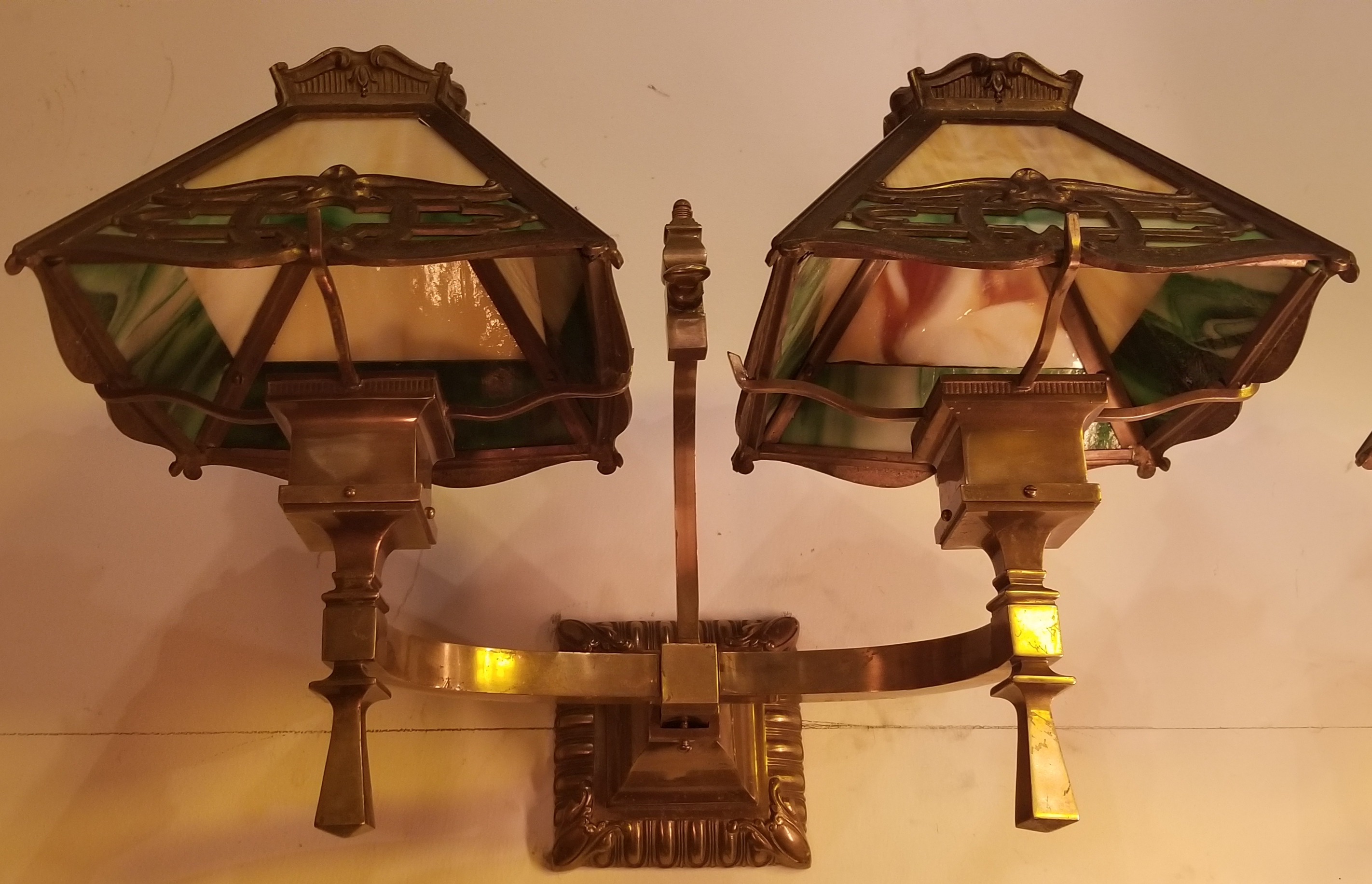 Arts & Crafts lights signed Bradley& Hubbard