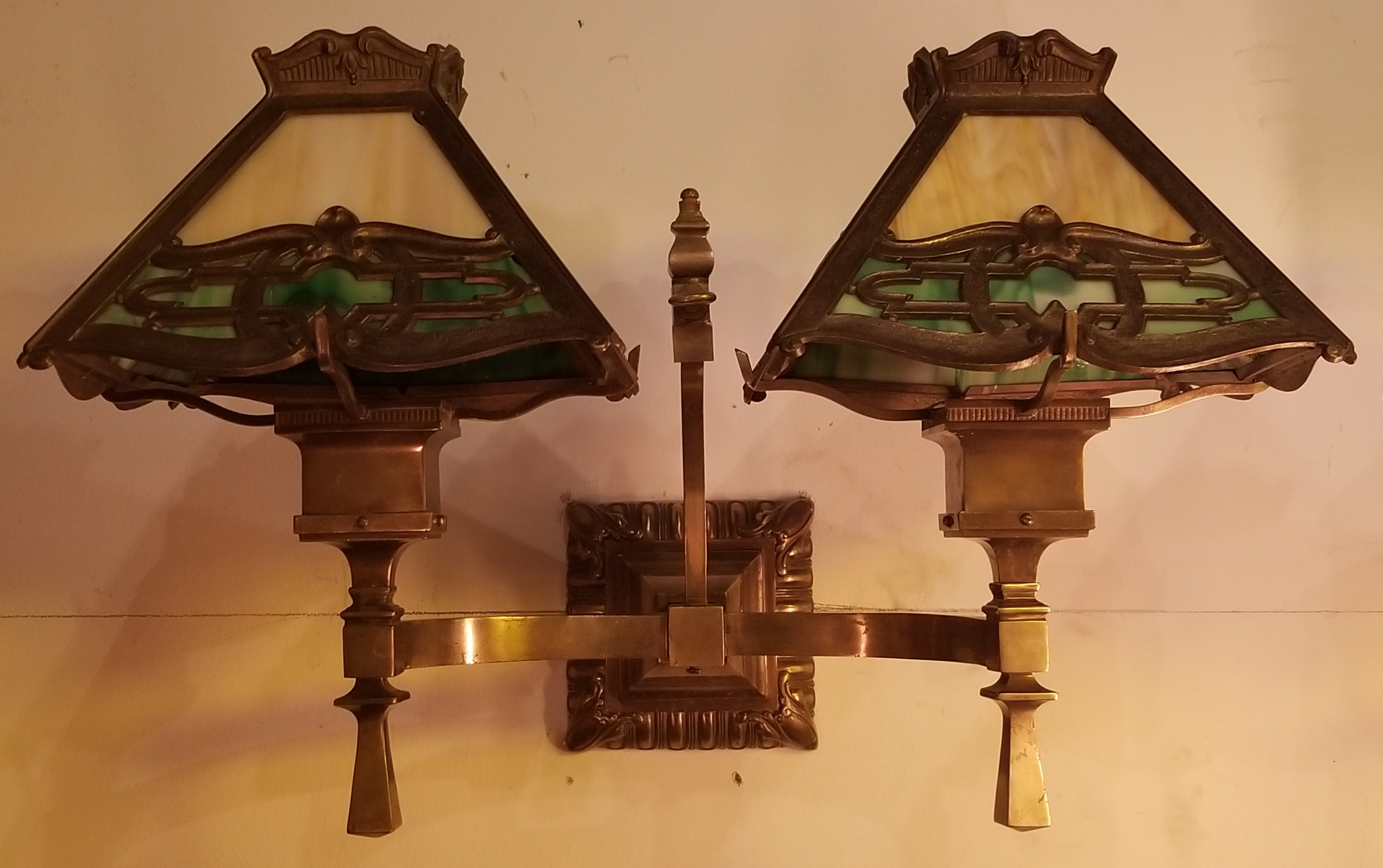 Arts & Crafts lights signed Bradley& Hubbard