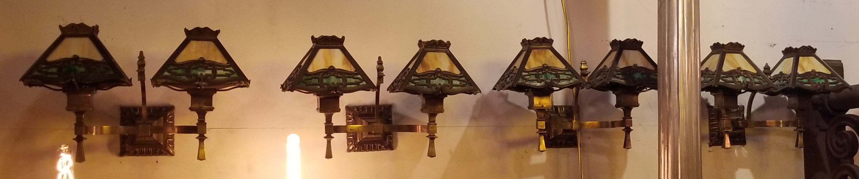 Arts & Crafts lights signed Bradley& Hubbard