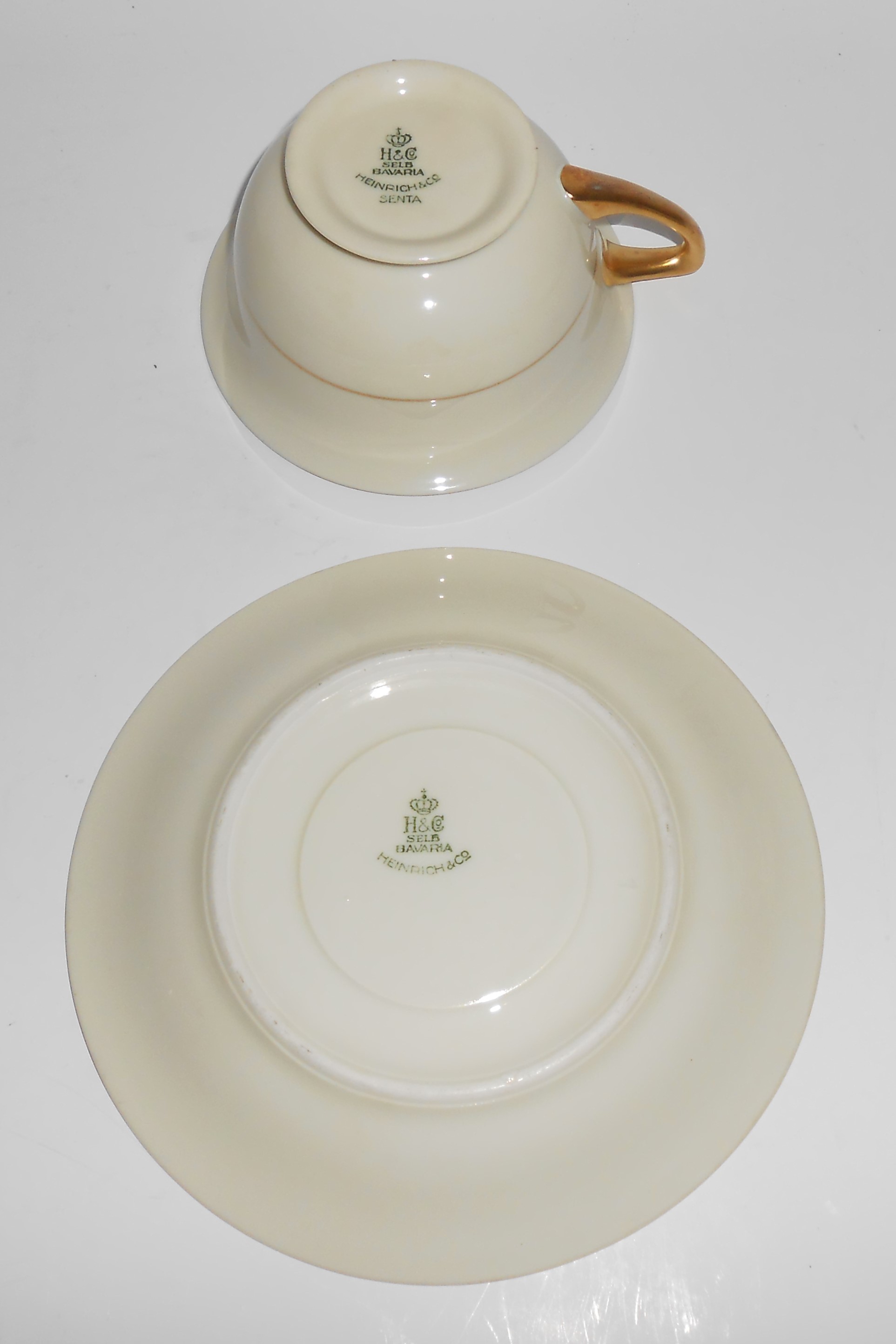 Heinrich & Co Porcelain Pink Roses w/Gold Cup/Saucer
