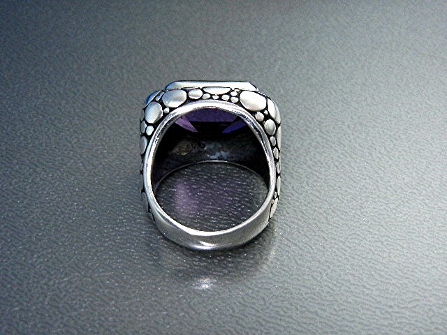 Amethyst Sterling Silver Pebble Dot Ring
