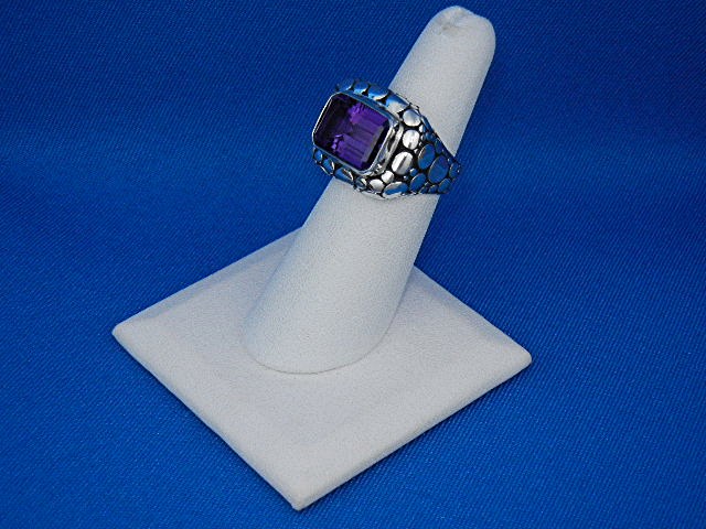 Amethyst Sterling Silver Pebble Dot Ring