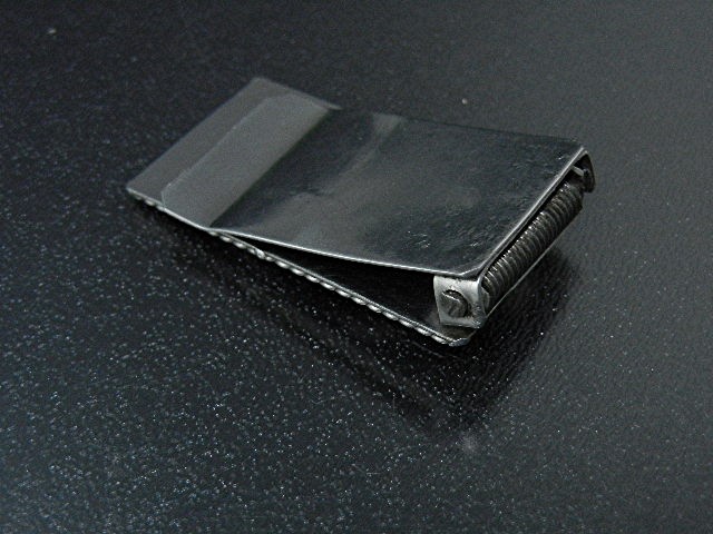 Native American Sterling Silver Coral Inlay Money Clip