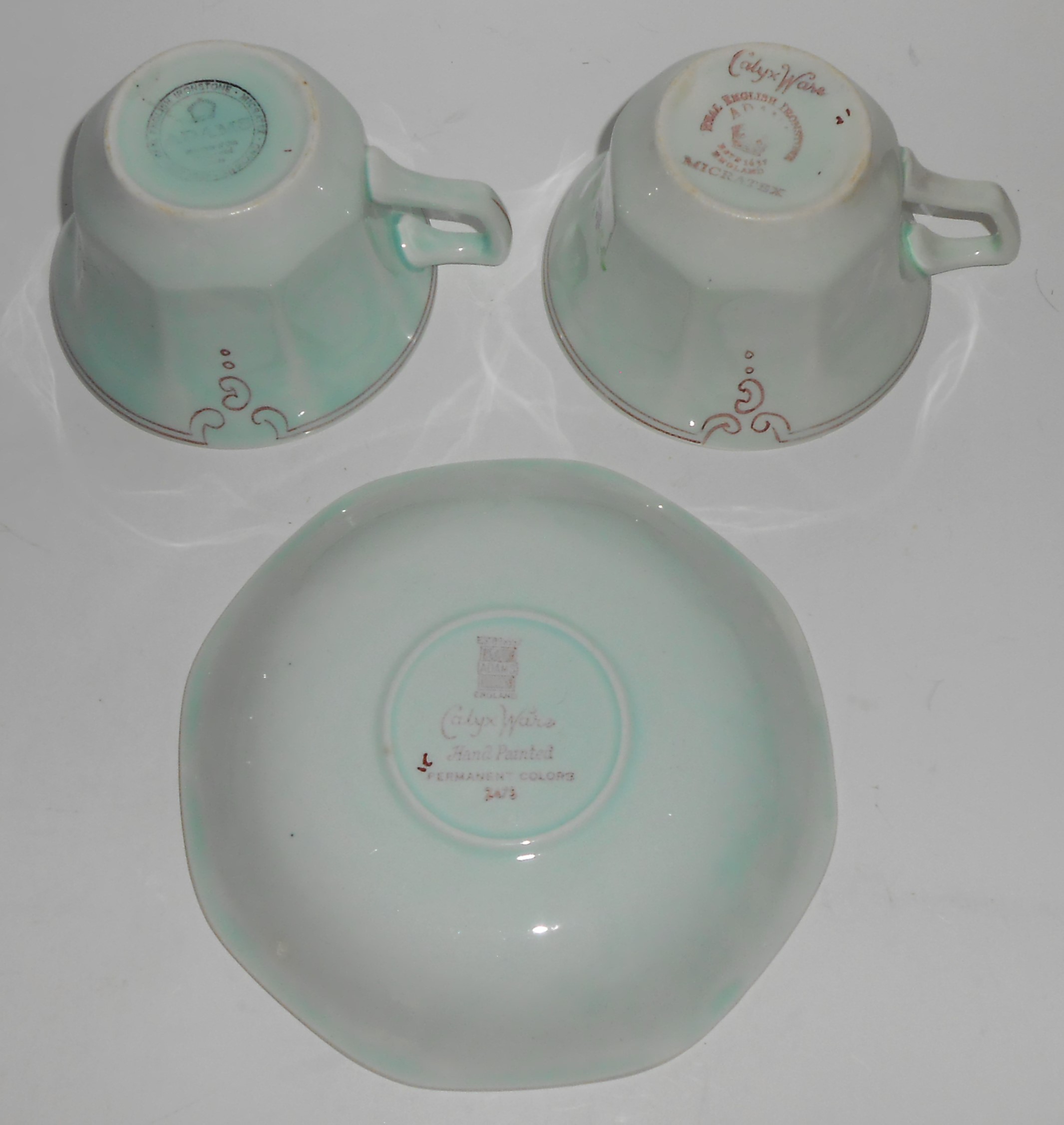 Vintage Adams Calyx Ware Jade 2.5'' Cup & Saucer Set