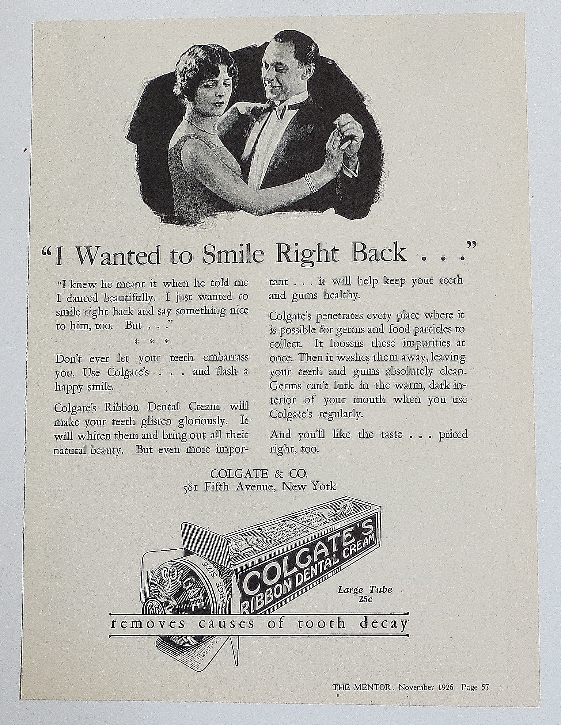1926 Colgate Dental Cream With Couple Dancing