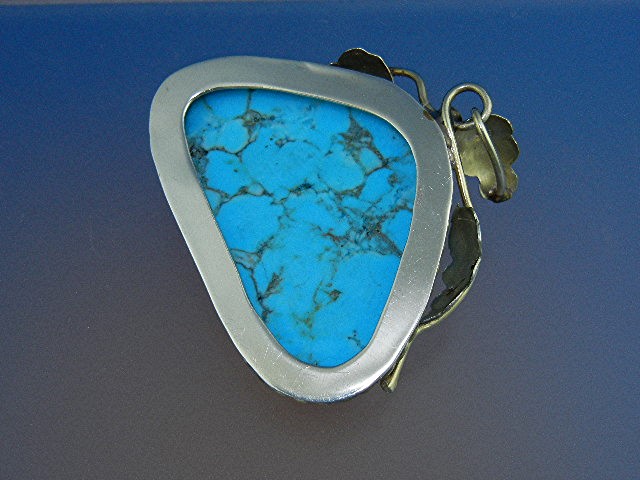 Sterling Silver and Turquoise Leaves Flower Pendant
