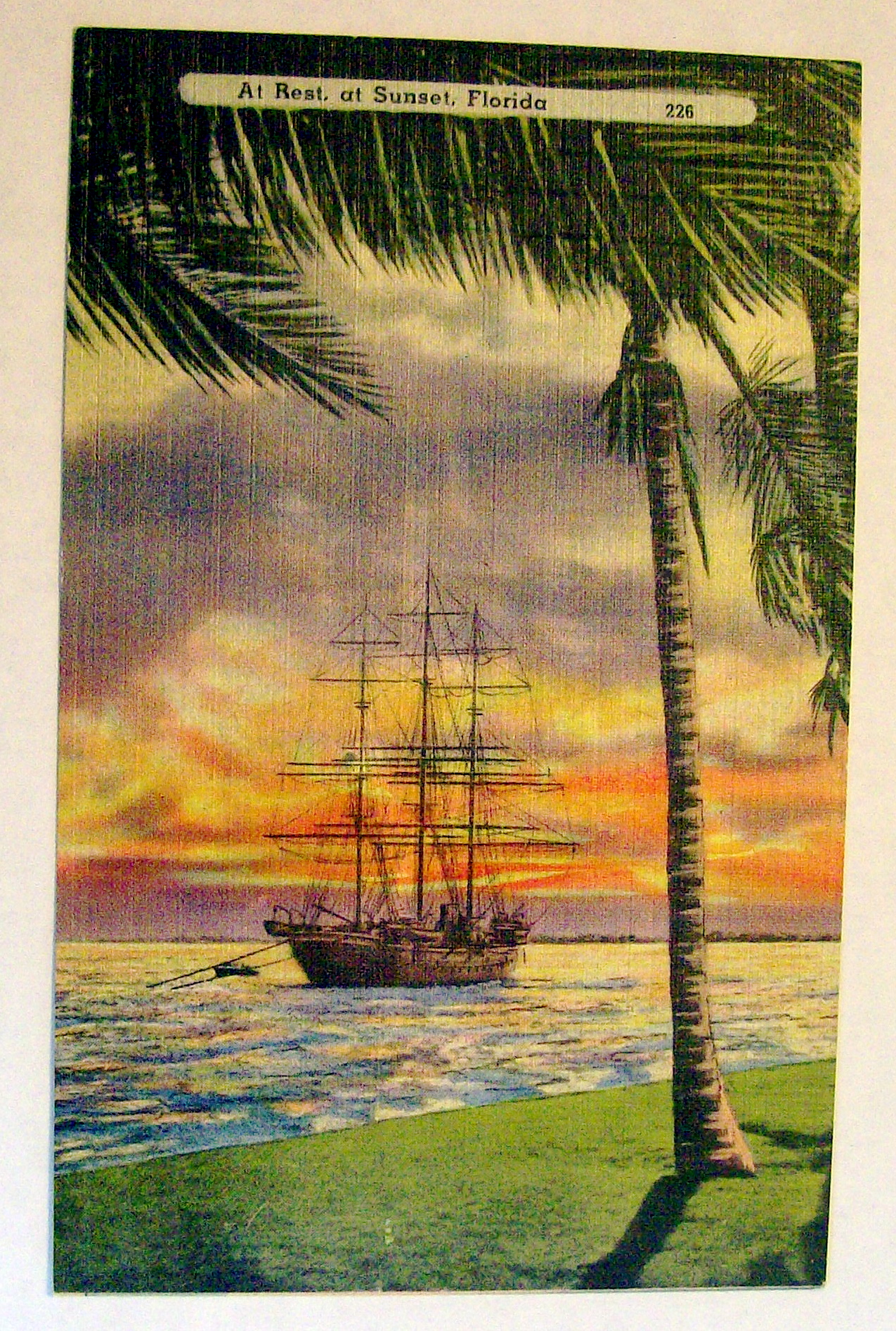 At Rest, At Sunset, Florida Postcard