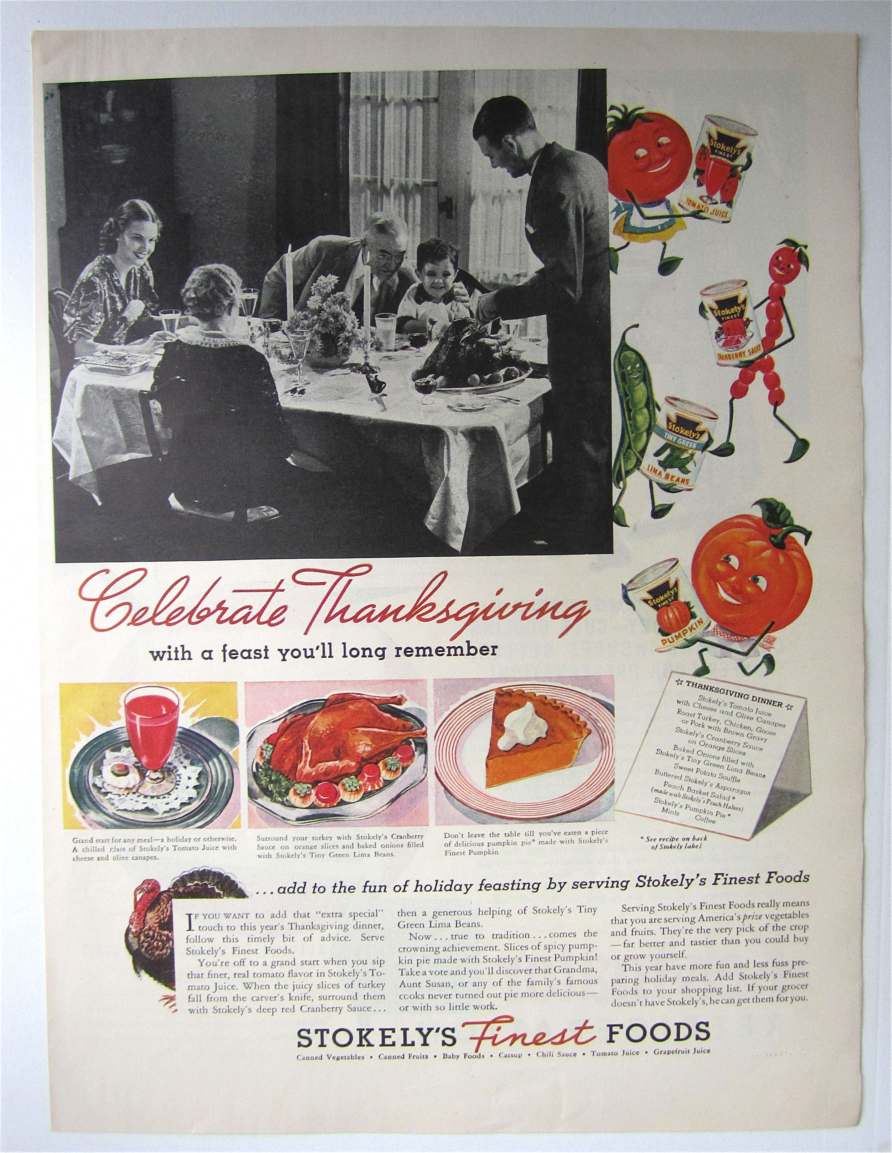 1937 Stokely's Finest Foods with Family At Thanksgiving