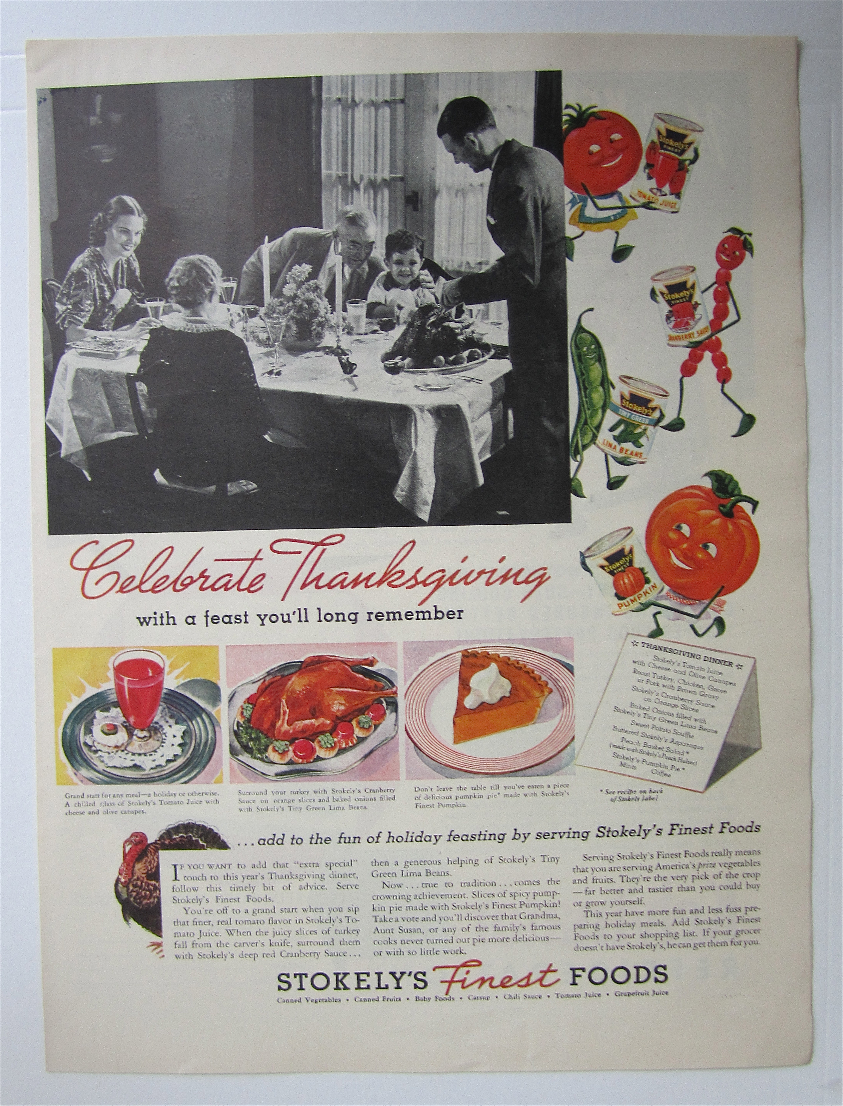 1937 Stokely's Finest Foods with Family At Thanksgiving