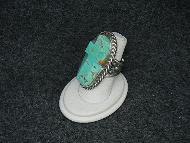 David Troutman Sterling Silver Carved Turquoise Cross R