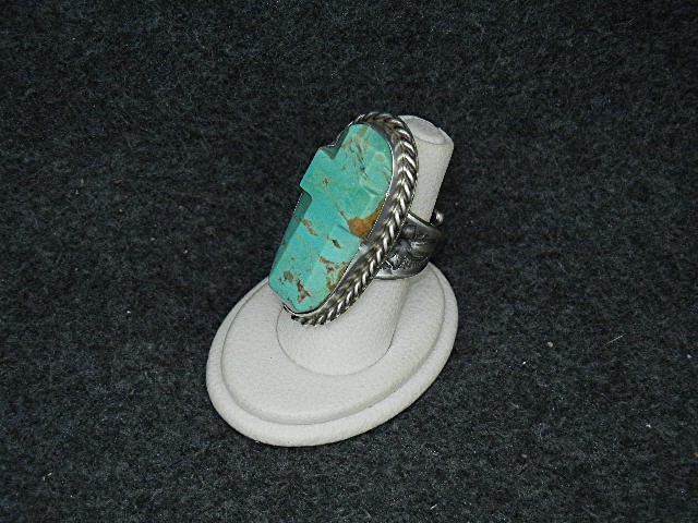 David Troutman Sterling Silver Carved Turquoise Cross R