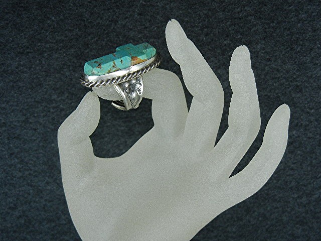 David Troutman Sterling Silver Carved Turquoise Cross R