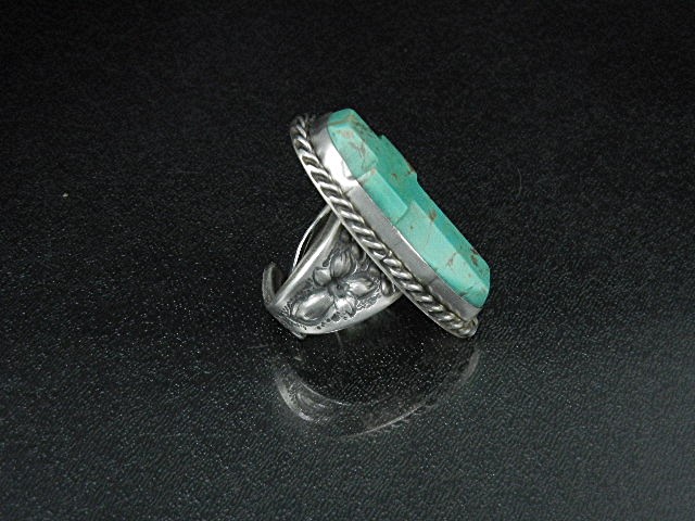 David Troutman Sterling Silver Carved Turquoise Cross R