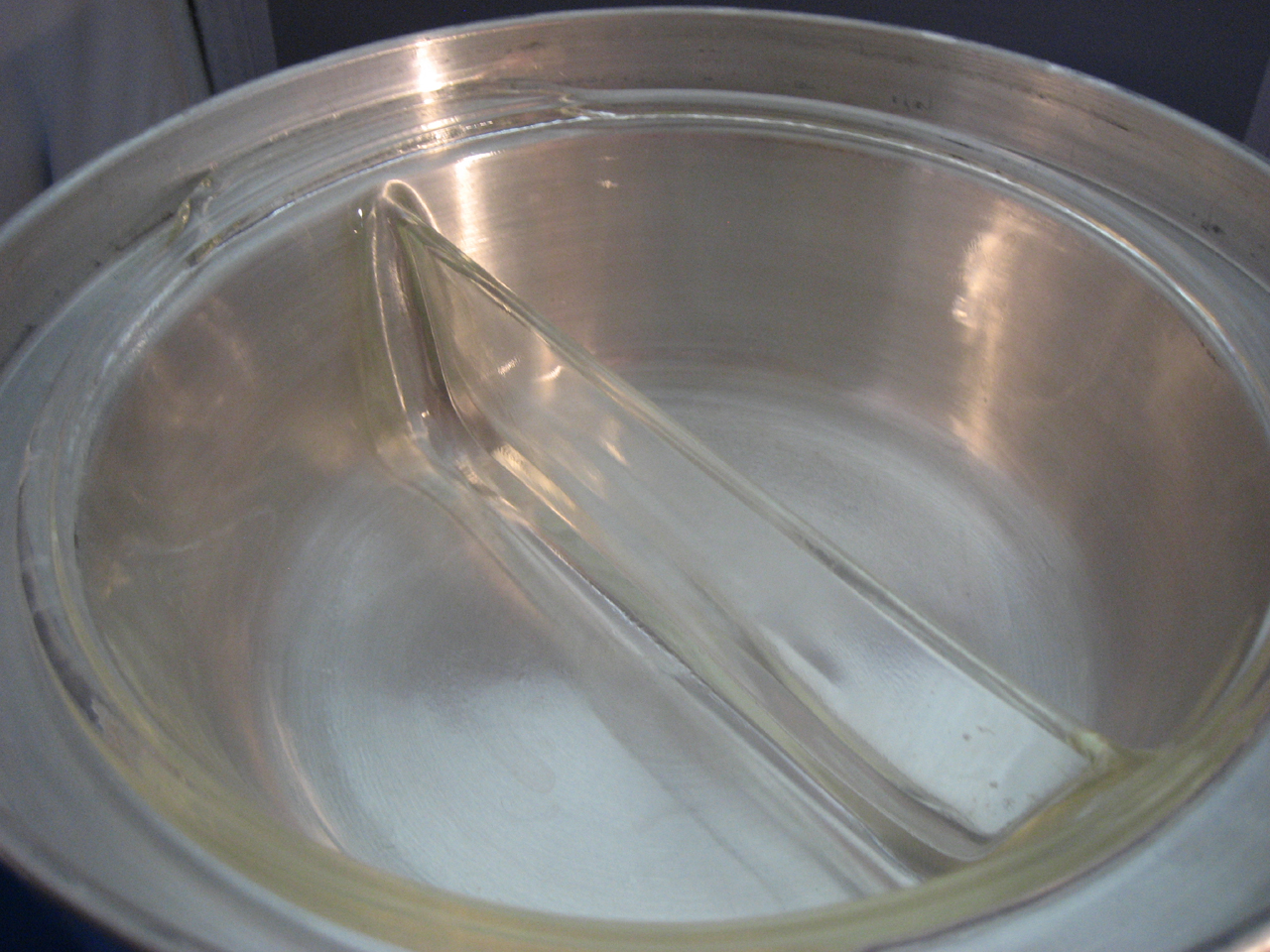 Aluminum and Glass Divided Serving Bowl