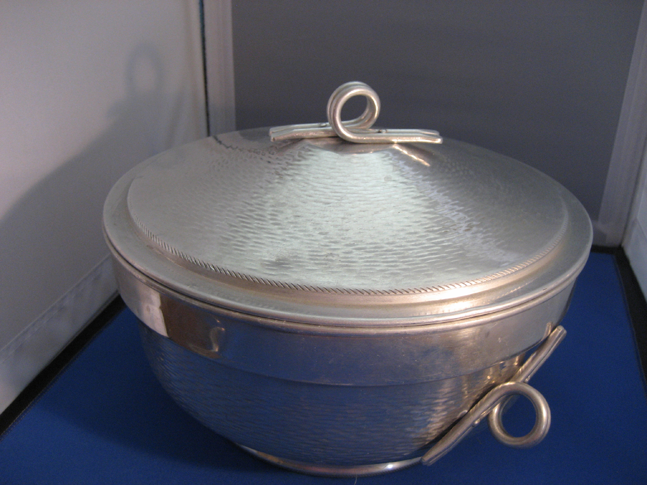 Aluminum and Glass Divided Serving Bowl