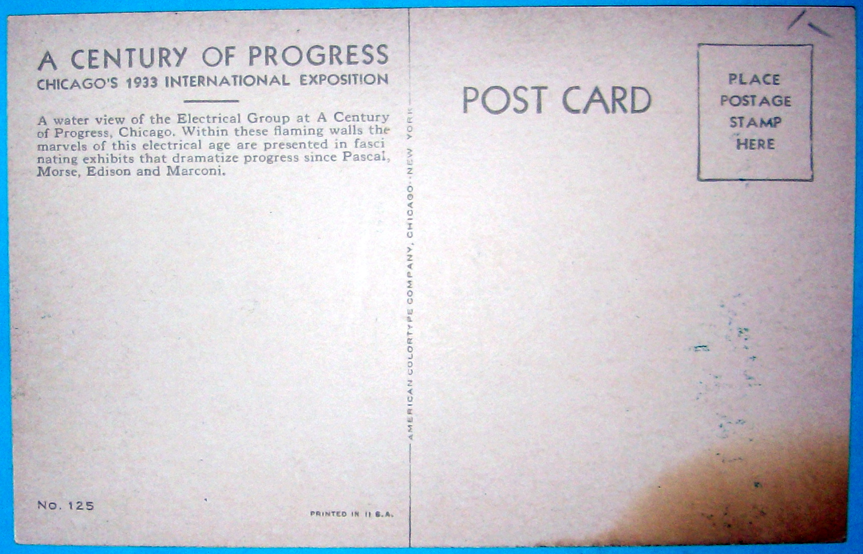 Electrical Group Postcard (Chicago World's Fair)