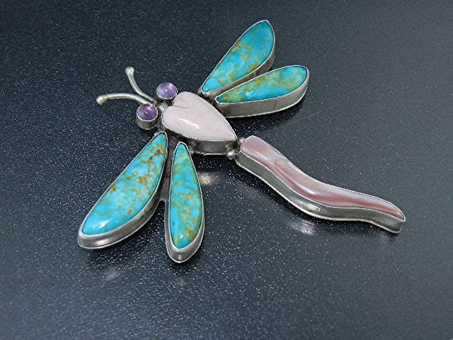 David Troutman Kingman Turquoise Sterling Silver Pin
