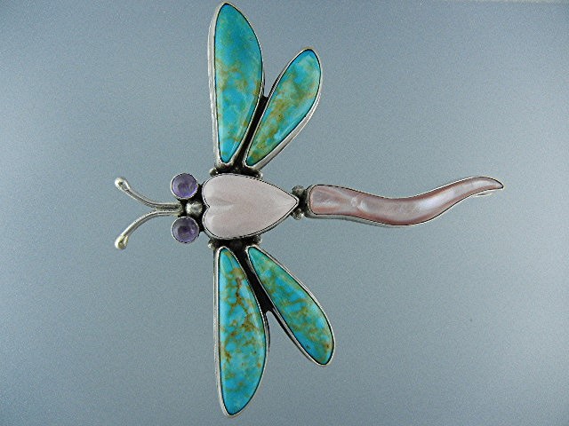 David Troutman Kingman Turquoise Sterling Silver Pin