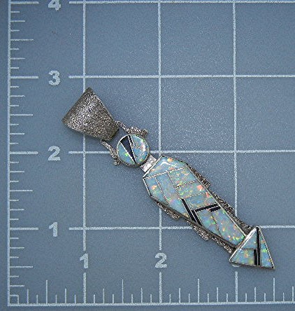 Native American Tufa Cast Sterling Silver Opal Pendant