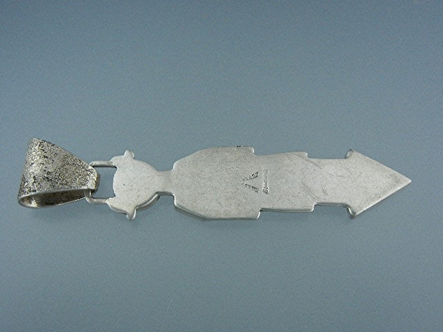 Native American Tufa Cast Sterling Silver Opal Pendant