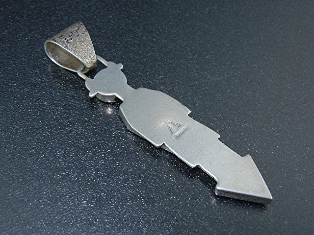 Native American Tufa Cast Sterling Silver Opal Pendant