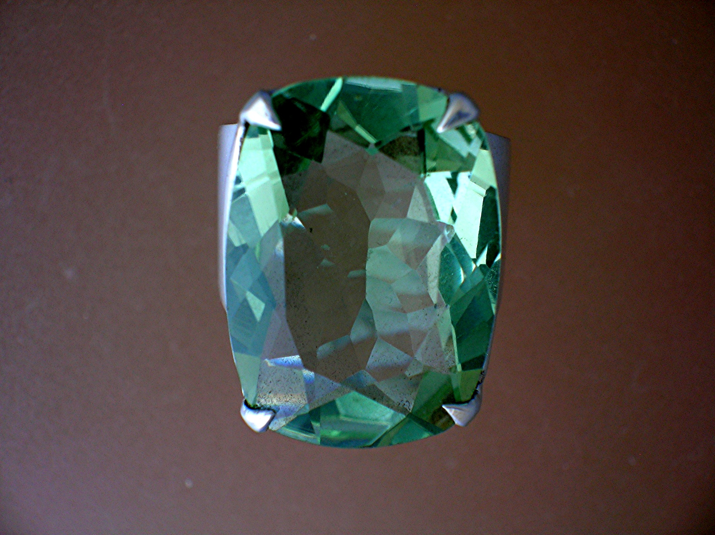 Sterling Silver Green  Faceted Amethyst Ring