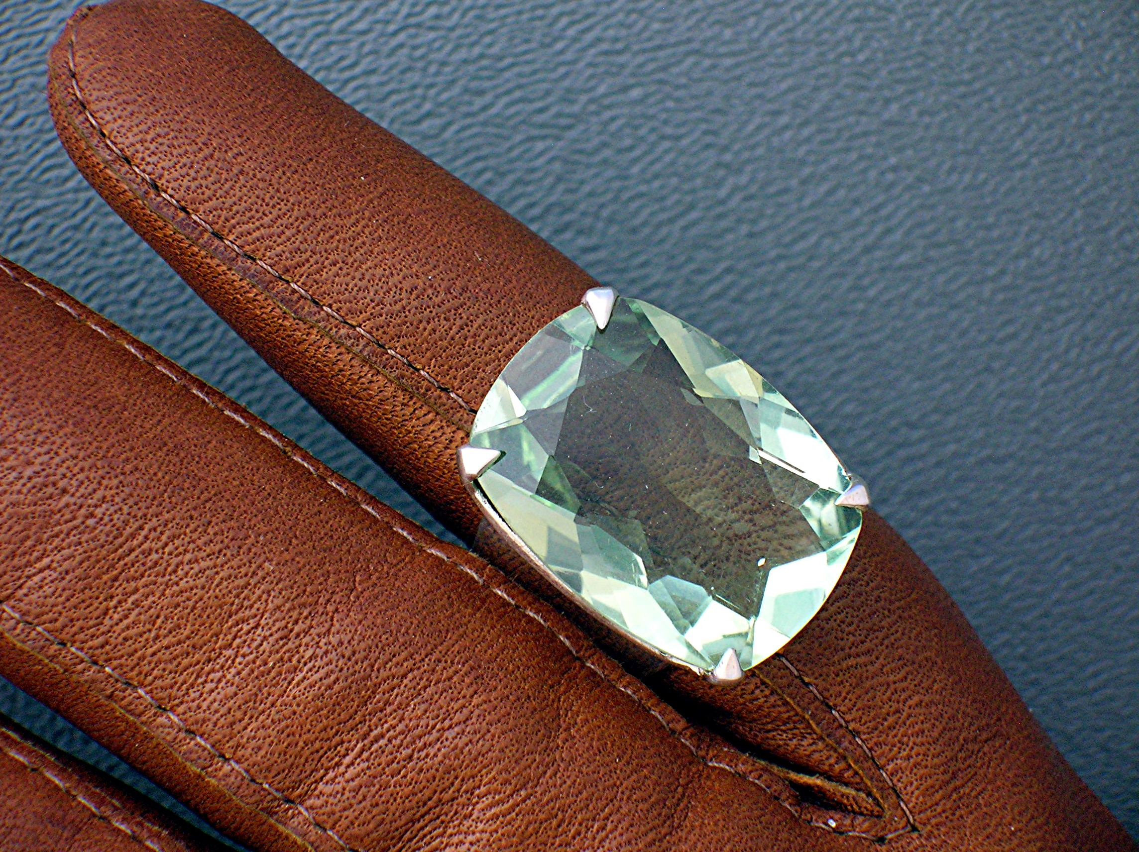 Sterling Silver Green  Faceted Amethyst Ring