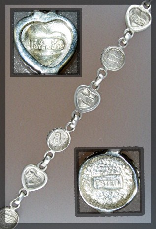 Sterling Silver Lapis Circles and Hearts Bracelet