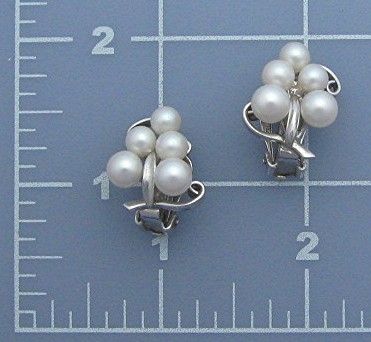 Cultured Pearl Sterling Silver Clip Earrings Vintage