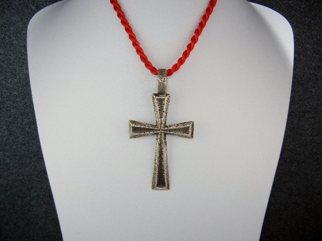 Navajo E S MITCHELL Sterling Silver Sand Cast Large Cro