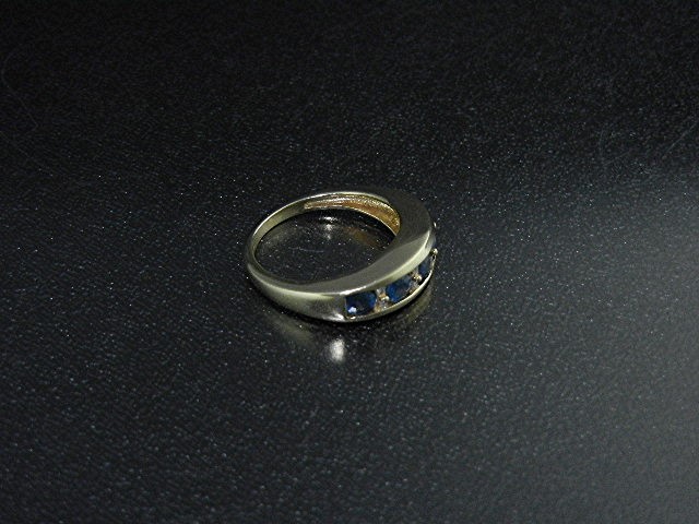 14K Gold Sapphires Baguette Diamond Ring