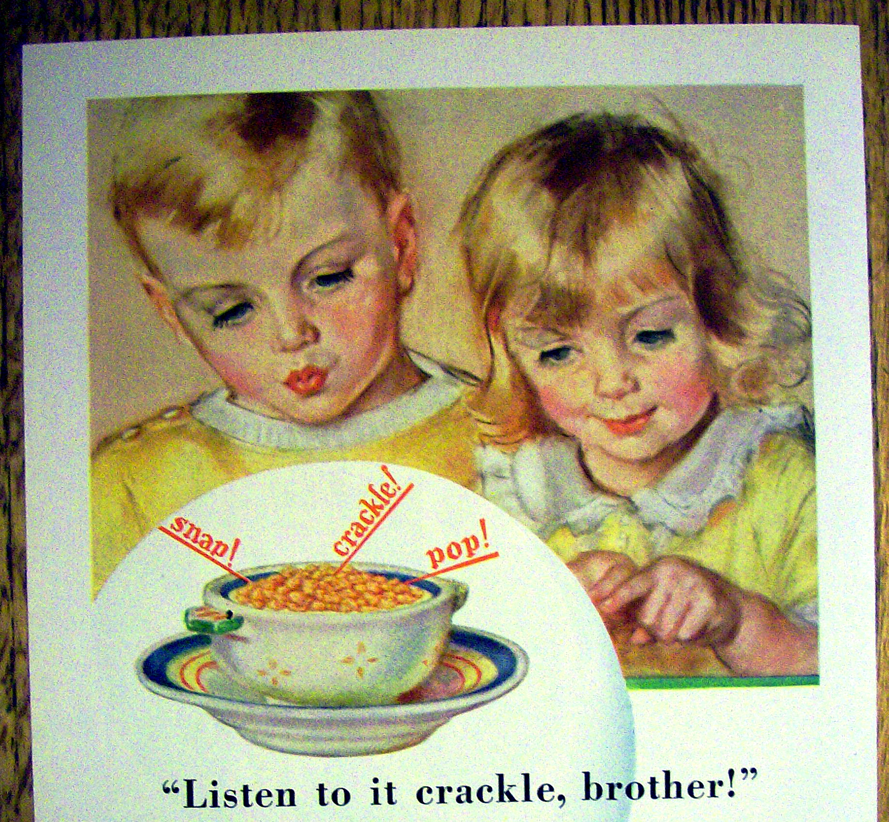 1931 Kellogg's Rice Krispies Cereal w/Boy & Girl & Bowl